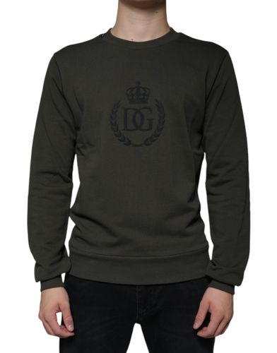 Army Green DG Crown Crew Neck Pullover Men's Sweater - Dolce & Gabbana - Modalova