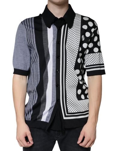 Black White Polka Dot Collared Polo Men's T-shirt - Dolce & Gabbana - Modalova