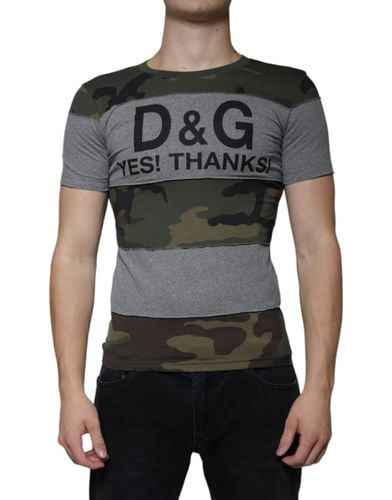 Camouflage Cotton Crew Neck Men's T-shirt - Dolce & Gabbana - Modalova
