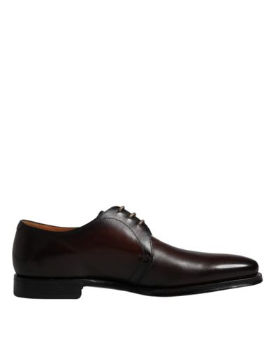 Brown Leather Lace Up Men Derby Formal Men's Shoes - Dolce & Gabbana - Modalova