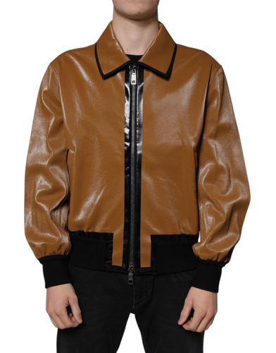 Leather Full Zip Men Bomber Men's Jacket - Dolce & Gabbana - Modalova