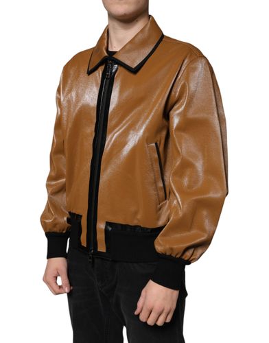 Leather Full Zip Men Bomber Men's Jacket - Dolce & Gabbana - Modalova