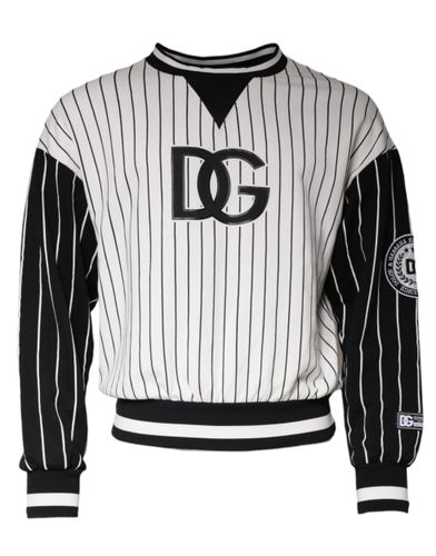 Black White Stripes Logo Sweatshirt Men's Sweater (Pre-Owned) - Dolce & Gabbana - Modalova