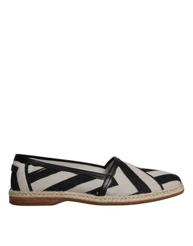 Black White Stripes Slip On Espadrille Men's Shoes - Dolce & Gabbana - Modalova