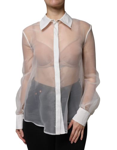 Sheer Collared Buttoned Long Sleeves Women's Top (Pre-Owned) - Elisabetta Franchi - Modalova
