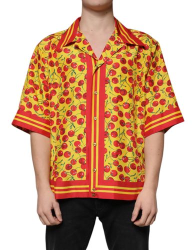Cherry Button Down Silk Casual Men's Shirt - Dolce & Gabbana - Modalova