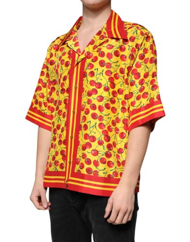 Cherry Button Down Silk Casual Men's Shirt - Dolce & Gabbana - Modalova