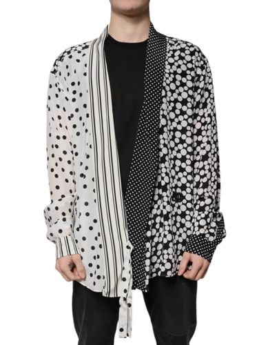 Black White Polka Dots Silk Men Casual Men's Shirt - Dolce & Gabbana - Modalova