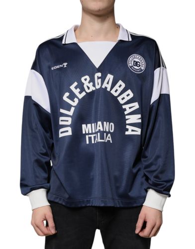 Blue White Milano Long Sleeve Jersey Men's T-shirt - Dolce & Gabbana - Modalova