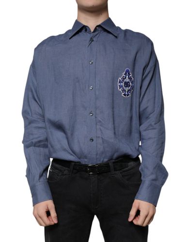Logo Long Sleeve Button Down Casual Men's Shirt - Dolce & Gabbana - Modalova