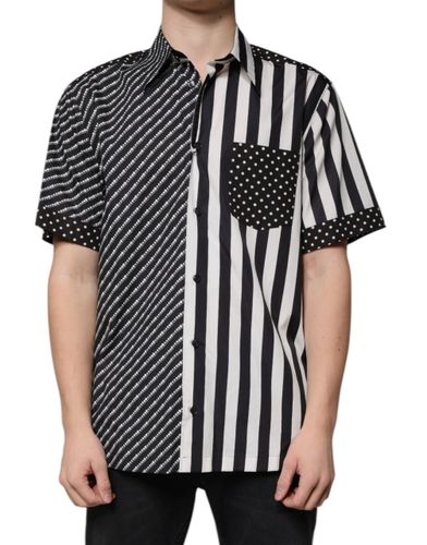 Black White Striped Button Down Casual Men's Shirt - Dolce & Gabbana - Modalova
