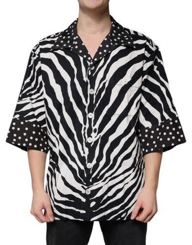 Black White Zebra Button Down Oversize Men's Shirt - Dolce & Gabbana - Modalova