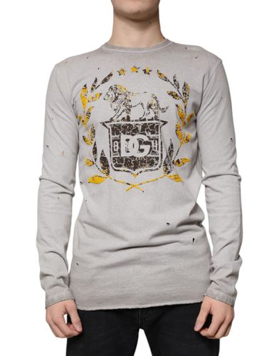 Printed Cotton Crewneck Pullover Men's Sweater - Dolce & Gabbana - Modalova