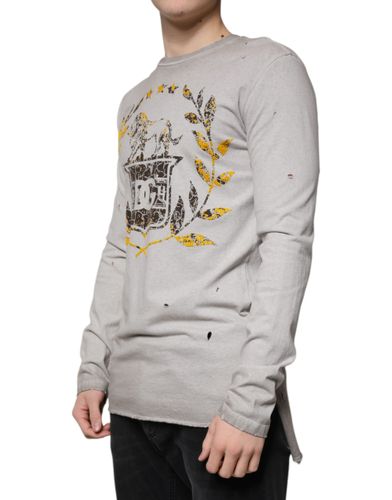 Printed Cotton Crewneck Pullover Men's Sweater - Dolce & Gabbana - Modalova