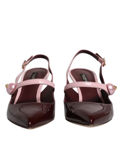 Maroon Leather Kitten Heels Slingbacks Women's Shoes (Pre-Owned) - Dolce & Gabbana - Modalova
