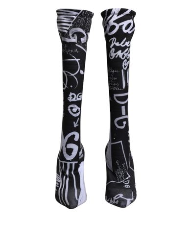 Black Logo Stretch Heels High Boots Women's Shoes - Dolce & Gabbana - Modalova