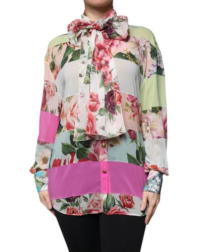 Floral Patchwork Ascot Collar Women's Top - Dolce & Gabbana - Modalova