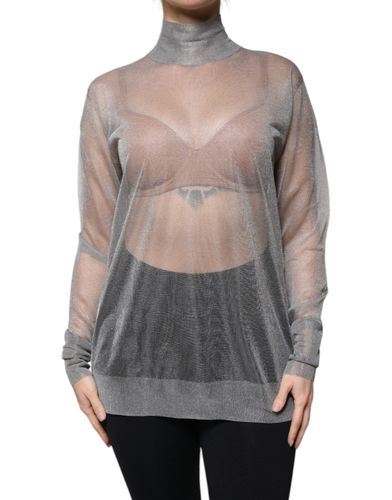 Grey Mesh Turtleneck Long Sleeve Blouse Women's Top (Pre-Owned) - Dolce & Gabbana - Modalova