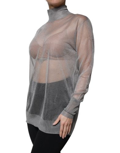 Grey Mesh Turtleneck Long Sleeve Blouse Women's Top (Pre-Owned) - Dolce & Gabbana - Modalova