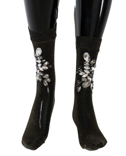 Stretch Floral Clear Crystal Women's Socks - Dolce & Gabbana - Modalova