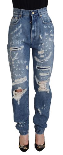 Washed Cotton Tattered Denim Women's Jeans - Dolce & Gabbana - Modalova