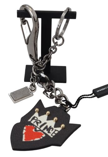 Black Prince Studs Logo Silver Brass Men's Keychain - Dolce & Gabbana - Modalova
