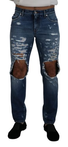Cotton Tattered Men Denim Men's Jeans - Dolce & Gabbana - Modalova