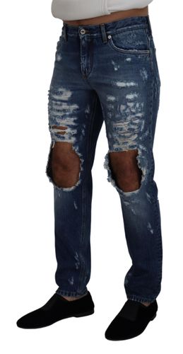 Cotton Tattered Men Denim Men's Jeans - Dolce & Gabbana - Modalova