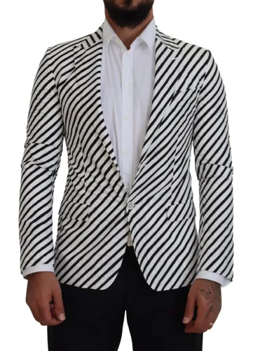 Black Striped Slim Fit Jacket Men's Blazer - Dolce & Gabbana - Modalova