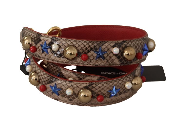 Python Leather Studded Shoulder Women's Strap - Dolce & Gabbana - Modalova