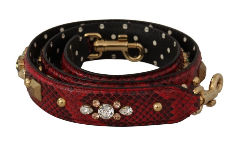 Python Leather Crystals Reversible Shoulder Women's Strap - Dolce & Gabbana - Modalova
