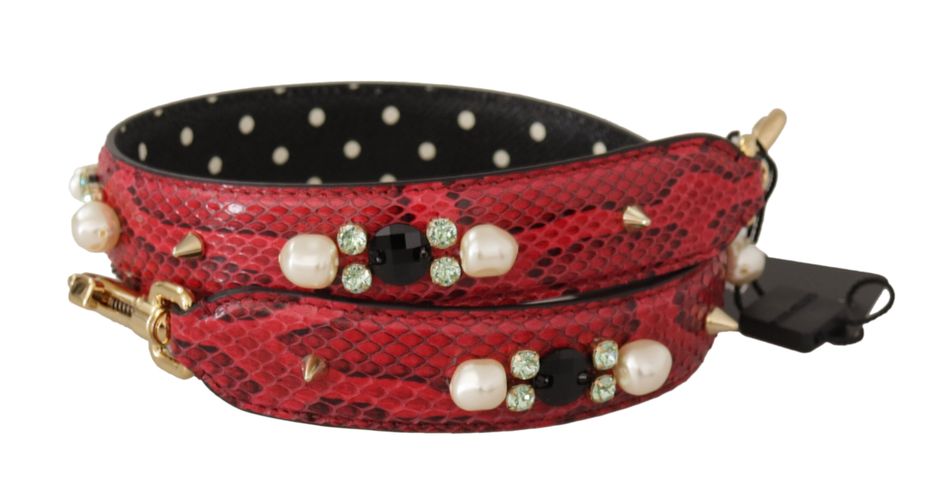 Python Leather Crystals Reversible Shoulder Women's Strap - Dolce & Gabbana - Modalova