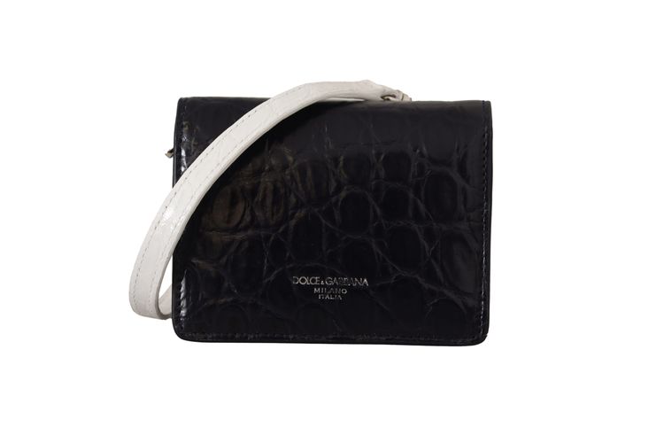 White Caiman Leather Strap Card Holder Men's Wallet - Dolce & Gabbana - Modalova