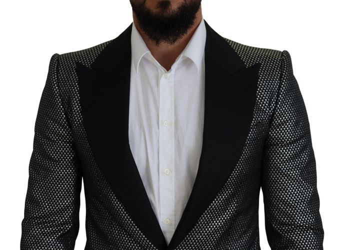 Silver Jacquard Slim Fit Jacket Men's Blazer - Dolce & Gabbana - Modalova