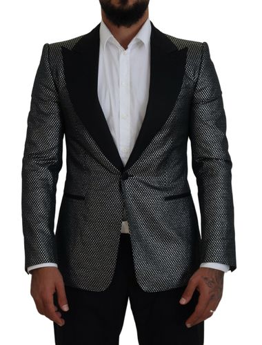 Silver Jacquard Slim Fit Jacket Men's Blazer - Dolce & Gabbana - Modalova