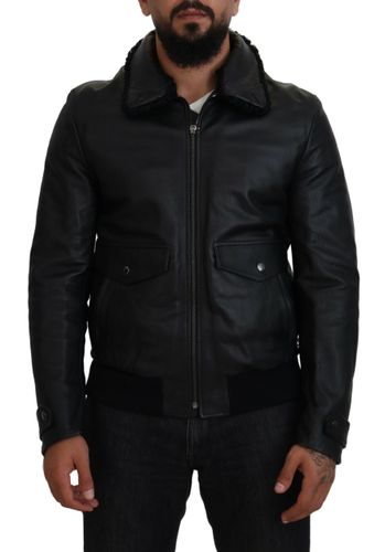 Lamb Leather Collared Men Coat Men's Jacket - Dolce & Gabbana - Modalova