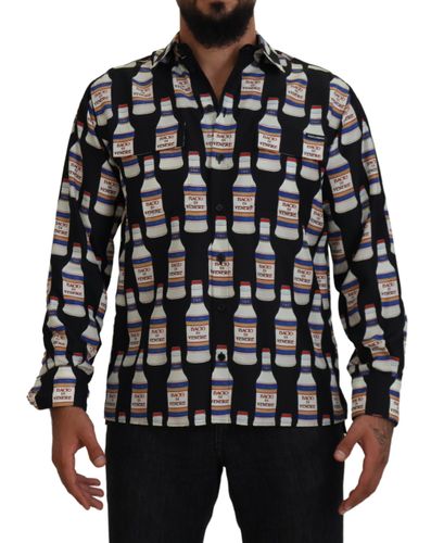 Silk Printed Collared Men Casual Men's Shirt - Dolce & Gabbana - Modalova