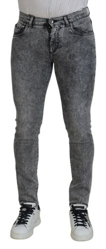 Grey Washed Cotton Slim Fit Men Denim Men's Jeans - Dolce & Gabbana - Modalova