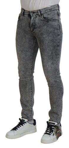 Grey Washed Cotton Slim Fit Men Denim Men's Jeans - Dolce & Gabbana - Modalova