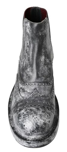 Gray Leather Ankle Men's Boots - Dolce & Gabbana - Modalova