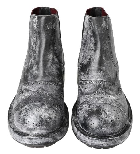 Gray Leather Ankle Men's Boots - Dolce & Gabbana - Modalova