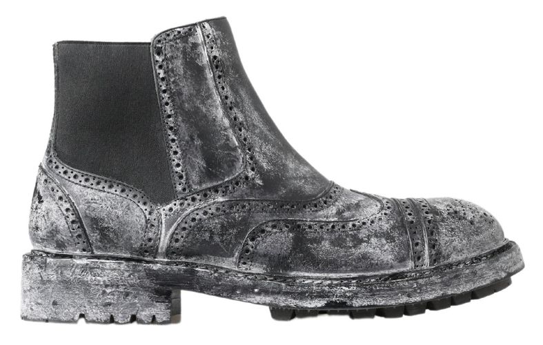 Gray Leather Ankle Men's Boots - Dolce & Gabbana - Modalova