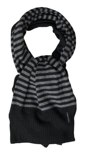 Black Gray Stripe Wool Neck Wrap Shawl Men's Scarf - Dolce & Gabbana - Modalova