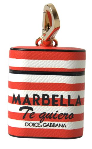 Stripe Dauphine Leather Logo Strap Airpod Women's Case - Dolce & Gabbana - Modalova
