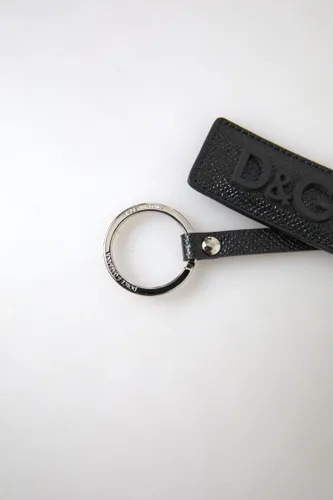 DG Logo Leather Silver Metal Men's Keychain - Dolce & Gabbana - Modalova