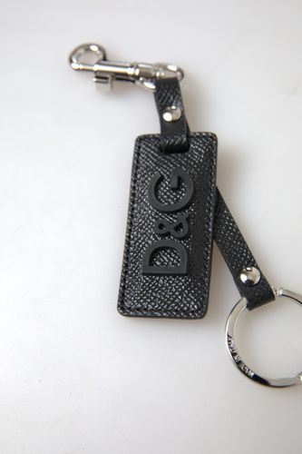 DG Logo Leather Silver Metal Men's Keychain - Dolce & Gabbana - Modalova