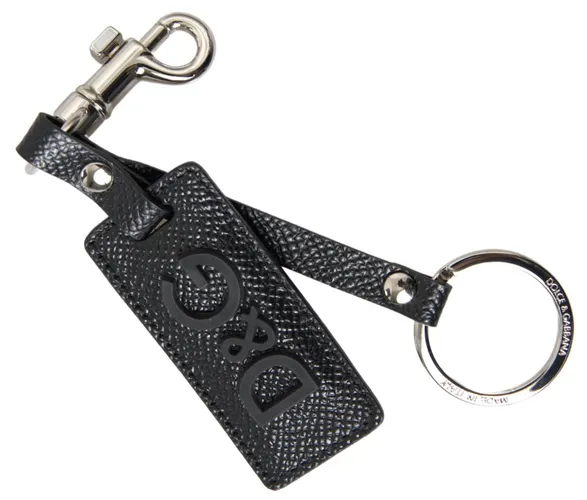 DG Logo Leather Silver Metal Men's Keychain - Dolce & Gabbana - Modalova