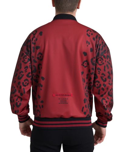 Leopard Polyester Bomber Full Zip Men's Jacket - Dolce & Gabbana - Modalova