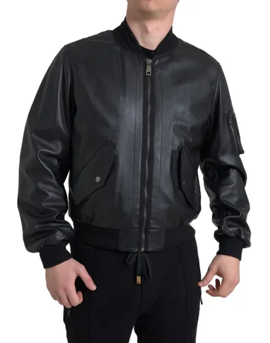 Leather Blouson Full Zip Bomber Men's Jacket - Dolce & Gabbana - Modalova