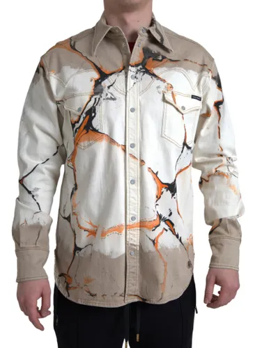 Cotton Collared Denim Men's Shirt - Dolce & Gabbana - Modalova